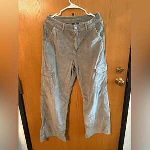 American Eagle Corduroy Cargo Pants in army green